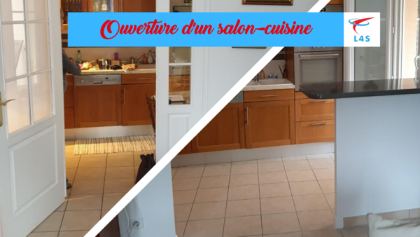 Création d'une ouverture pour agrandir le salon et créer un Bar